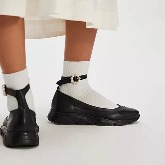 Free People Adventure Ballet Sneaker Black 8 - Picture 3 of 13